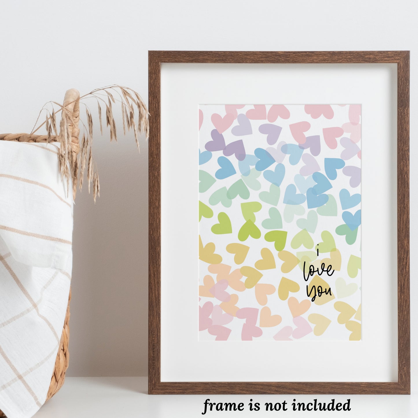 I Love You Pastel Hearts | Positive Prints Wall Decor for Kids Teens Office Motivational Art