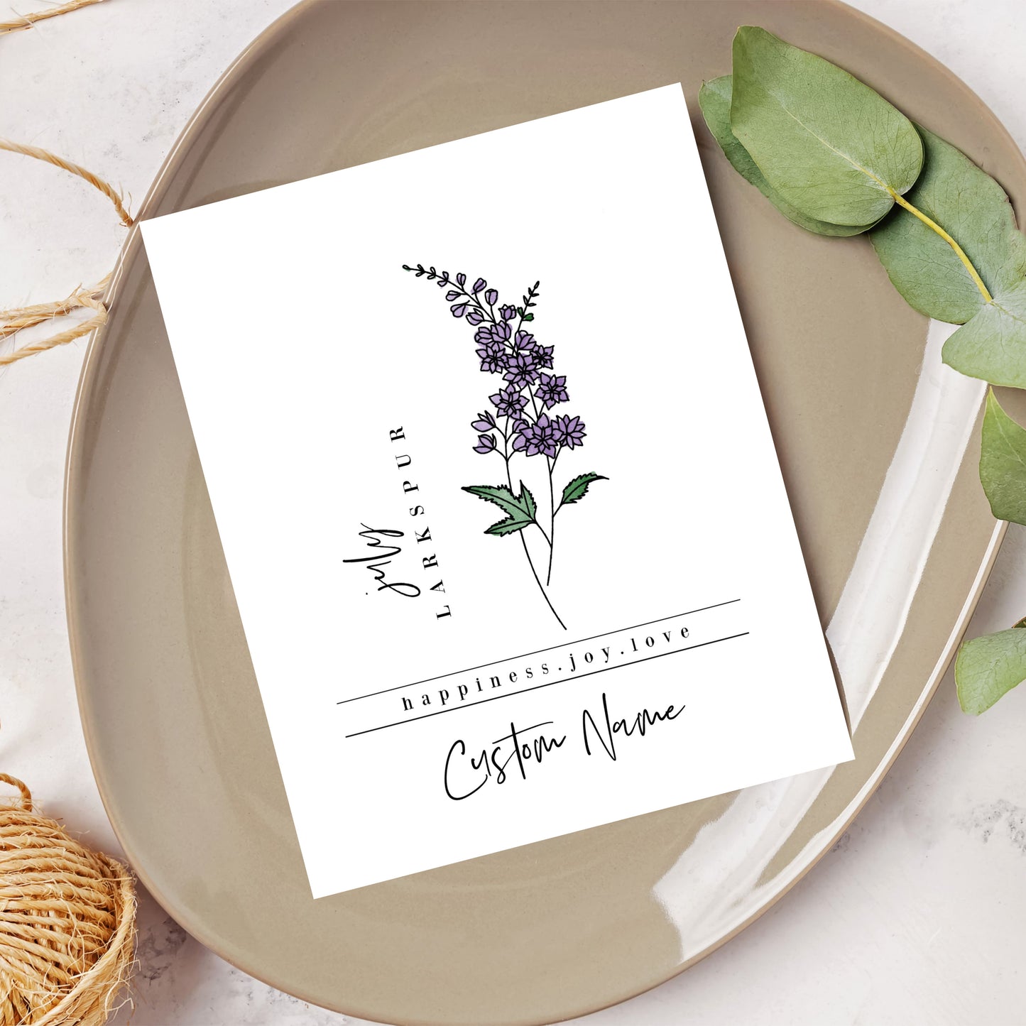 July Birth Flower Unframed Art Print | Personalized Name Custom Floral Illustration Wall Decor Birthday Gift