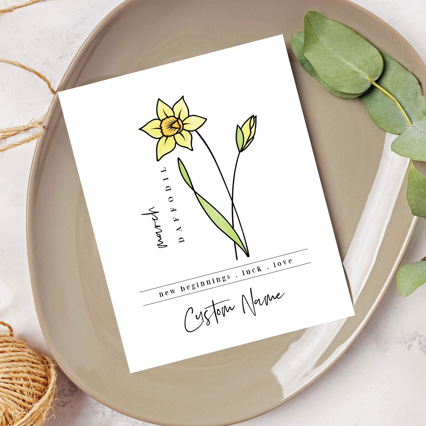 March Birth Flower Unframed Art Print | Personalized Name Custom Floral Illustration Wall Decor Birthday Gift