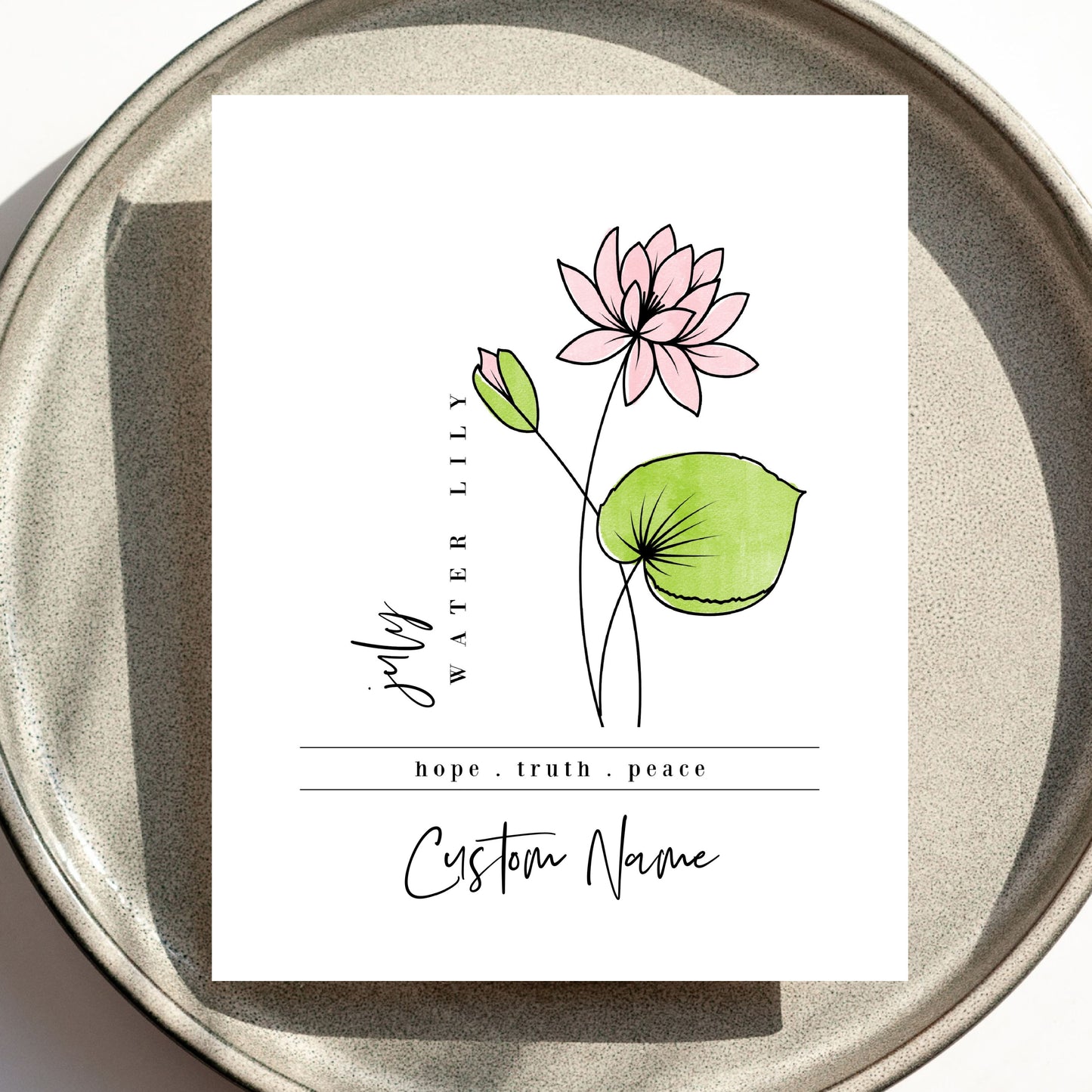 July Birth Flower Unframed Art Print | Personalized Name Custom Floral Illustration Wall Decor Birthday Gift