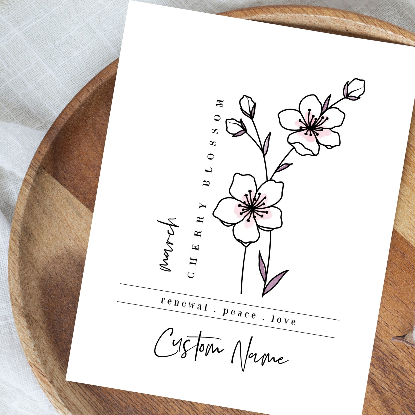 April Birth Flower Unframed Art Print | Personalized Name Custom Floral Illustration Wall Decor Birthday Gift