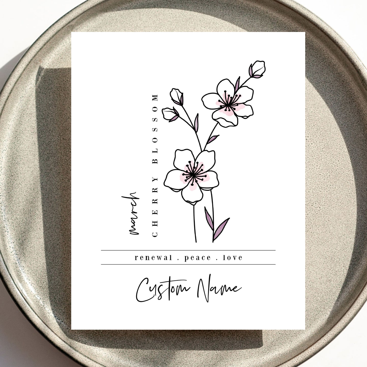 March Birth Flower Unframed Art Print | Personalized Name Custom Floral Illustration Wall Decor Birthday Gift