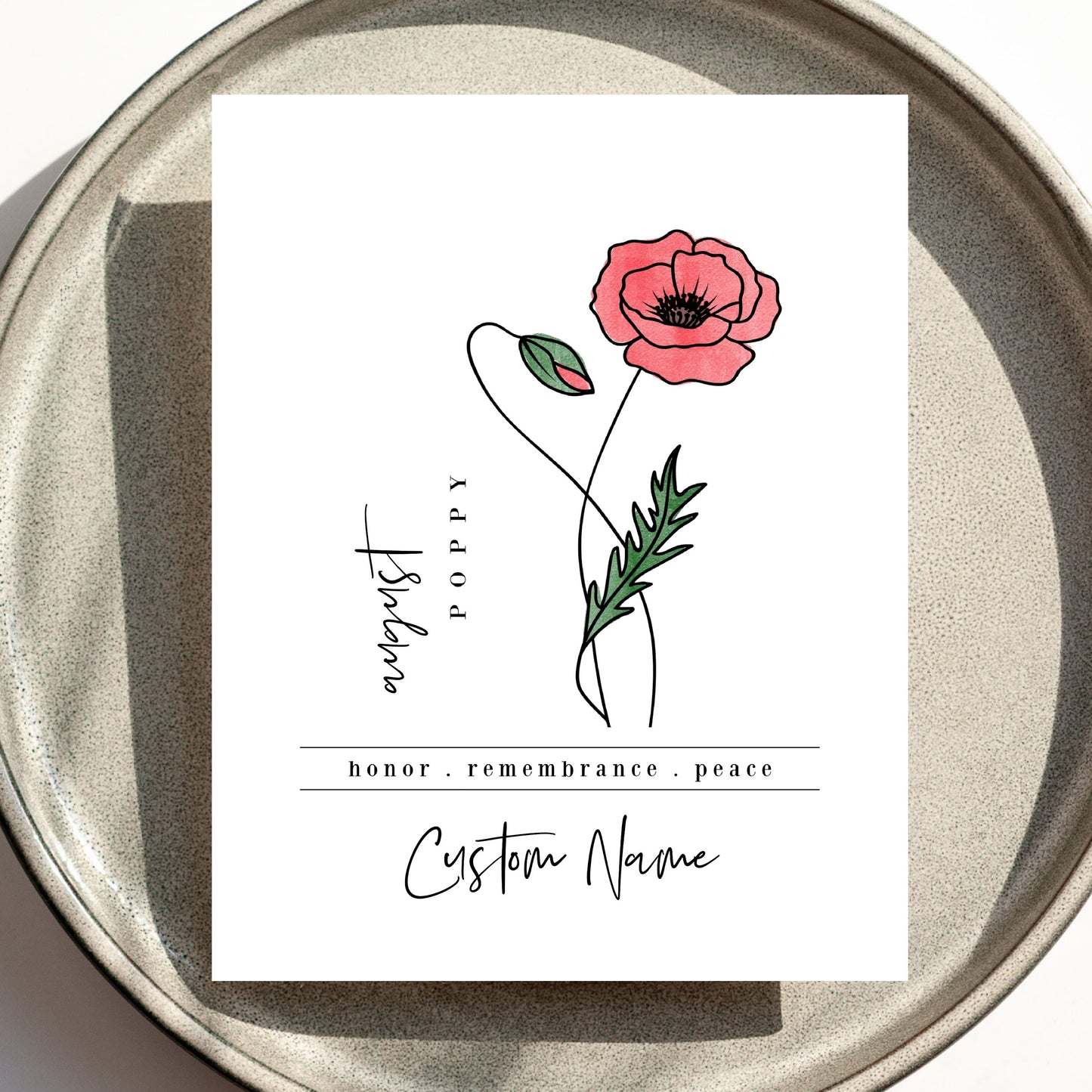 August Birth Flower Unframed Art Print | Personalized Name Custom Floral Illustration Wall Decor Birthday Gift