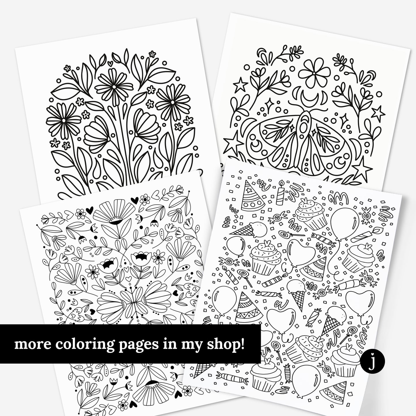 Fruits & Food Coloring Page Printable | Hand-Drawn Digital Coloring Book | Adult Zen Calming Color Activity Time