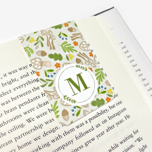 Custom Initial Mushroom Bookmark | Magnetic Bookmark 2X6" Page Marker | Cottagcore Personalized Nature Inspired Gift