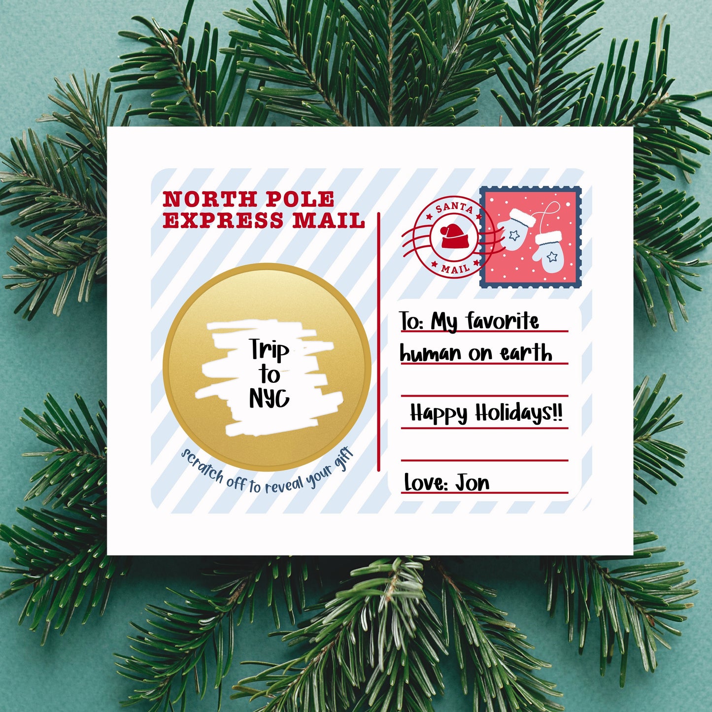 3 PK Scratch Off North Pole Holiday Card + Envelopes | DIY Personalized Gift Surprise Notecards
