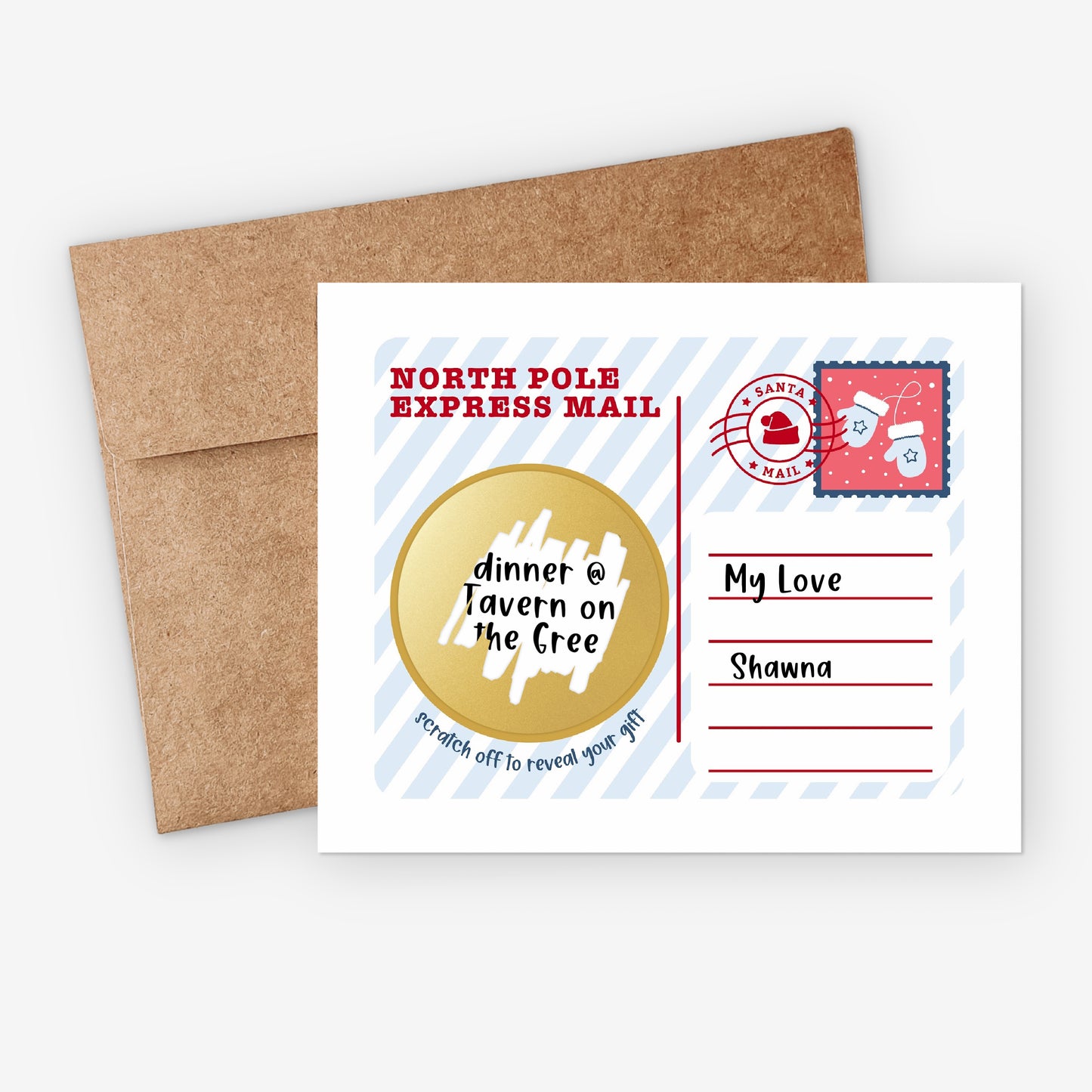 3 PK Scratch Off North Pole Holiday Card + Envelopes | DIY Personalized Gift Surprise Notecards