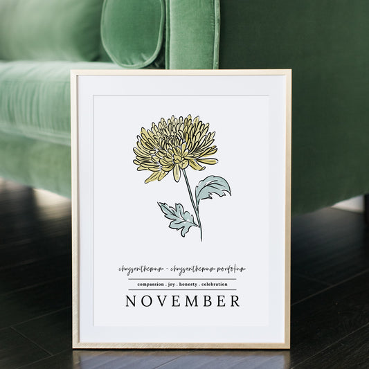 Pick A Birth Month Flower Unframed Art Print | Floral Illustration Birthday Gift