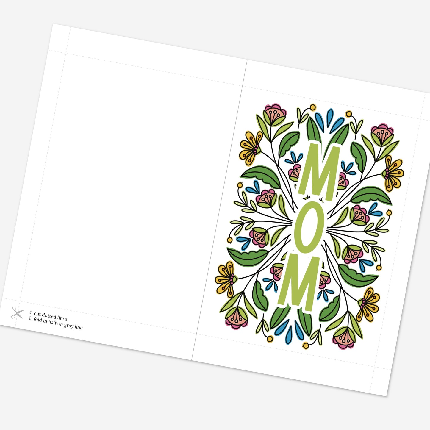 MOM Printable Card | Mothers Day Birthday Digital Gift Card | Garden Inspired Card for Mom