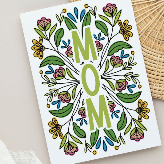 MOM Printable Card | Mothers Day Birthday Digital Gift Card | Garden Inspired Card for Mom