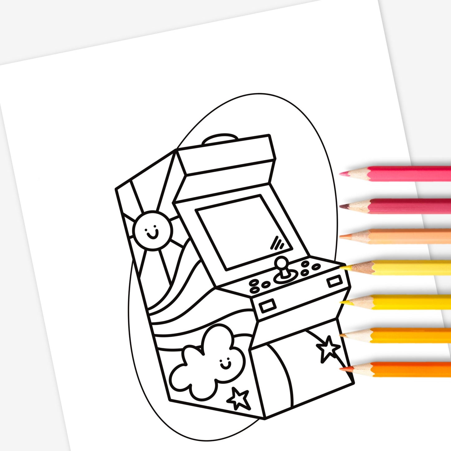 Retro Arcade Game Coloring Page Digital Printable | Nostalgic Gamer