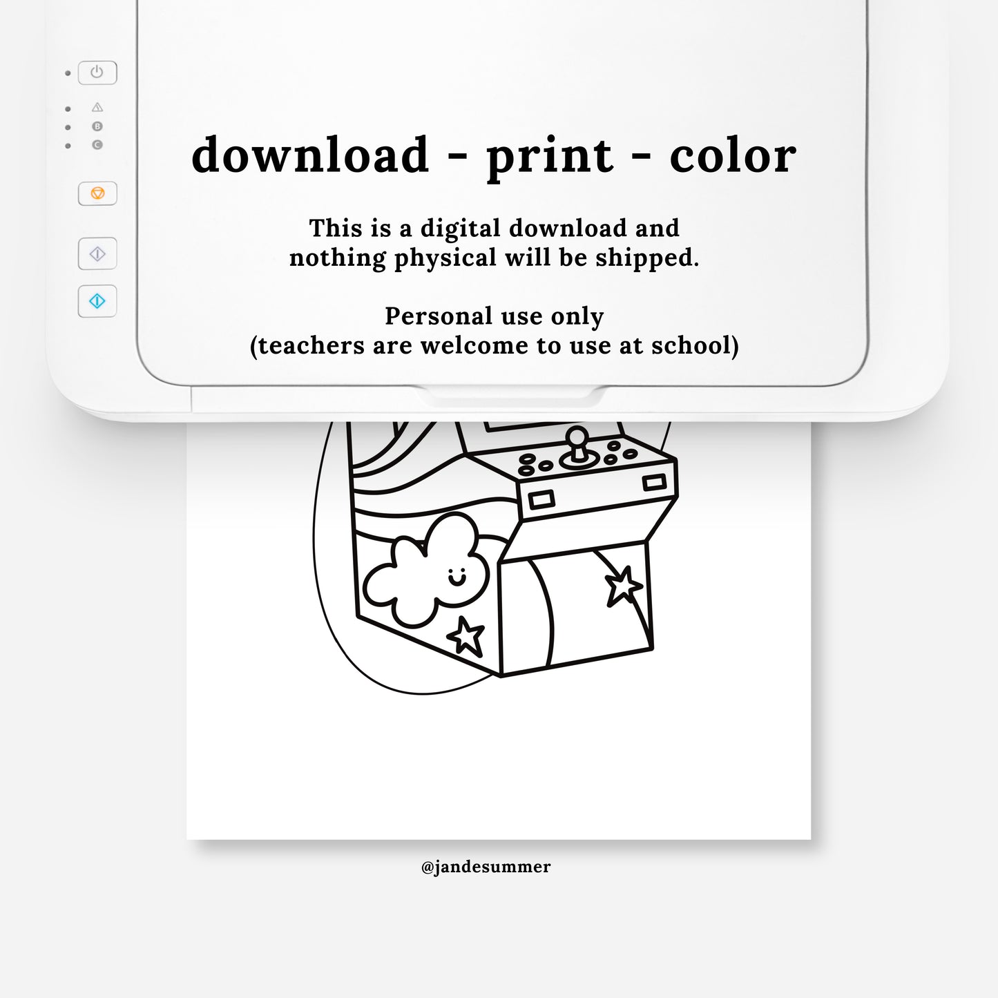 Retro Arcade Game Coloring Page Digital Printable | Nostalgic Gamer