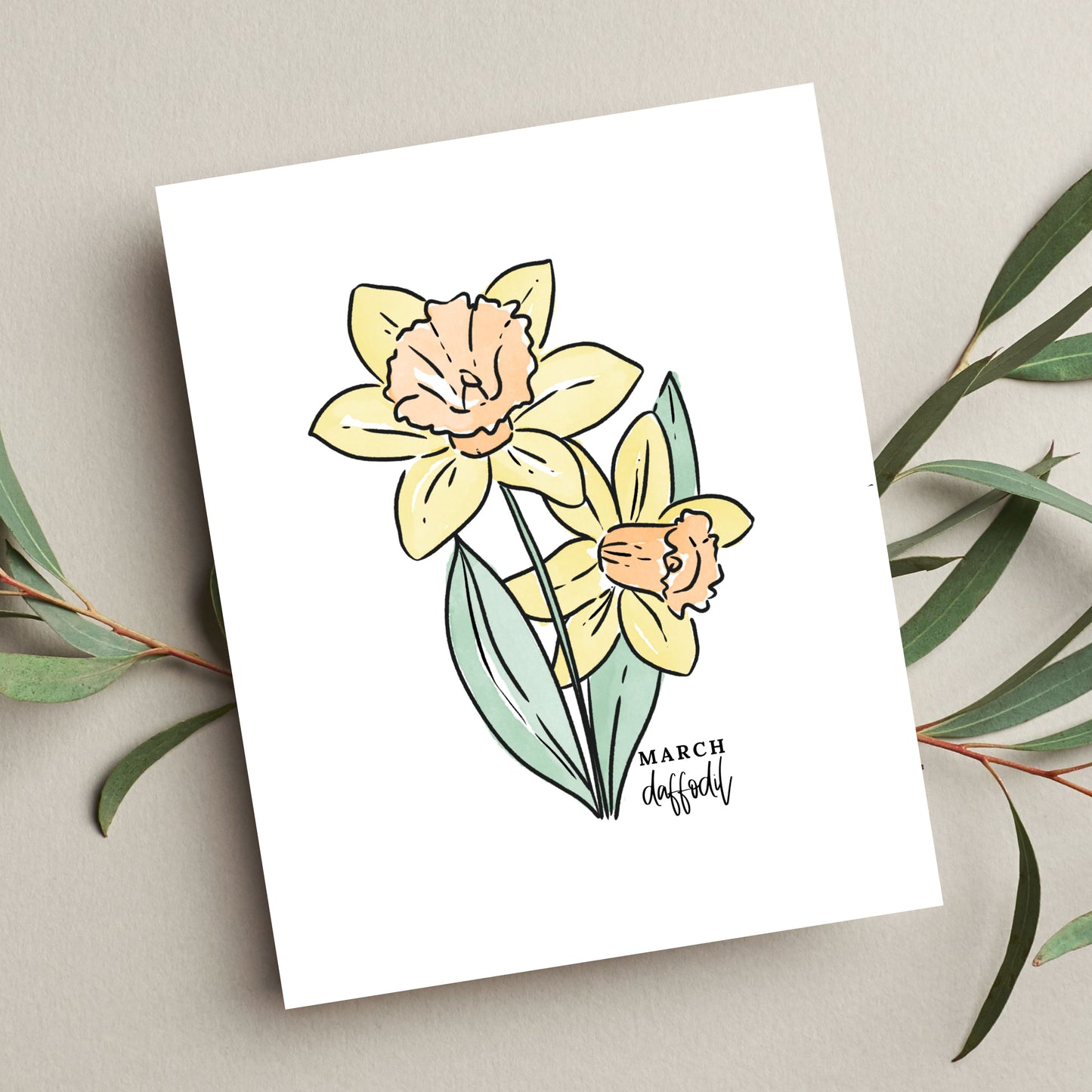 March Birth Flower Unframed Daffodil Art Print Daffodil Floral Birthday Gift