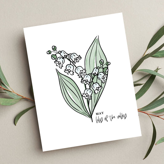 May Birth Flower Unframed Lily of the Valley Art Print Floral Birthday Gift