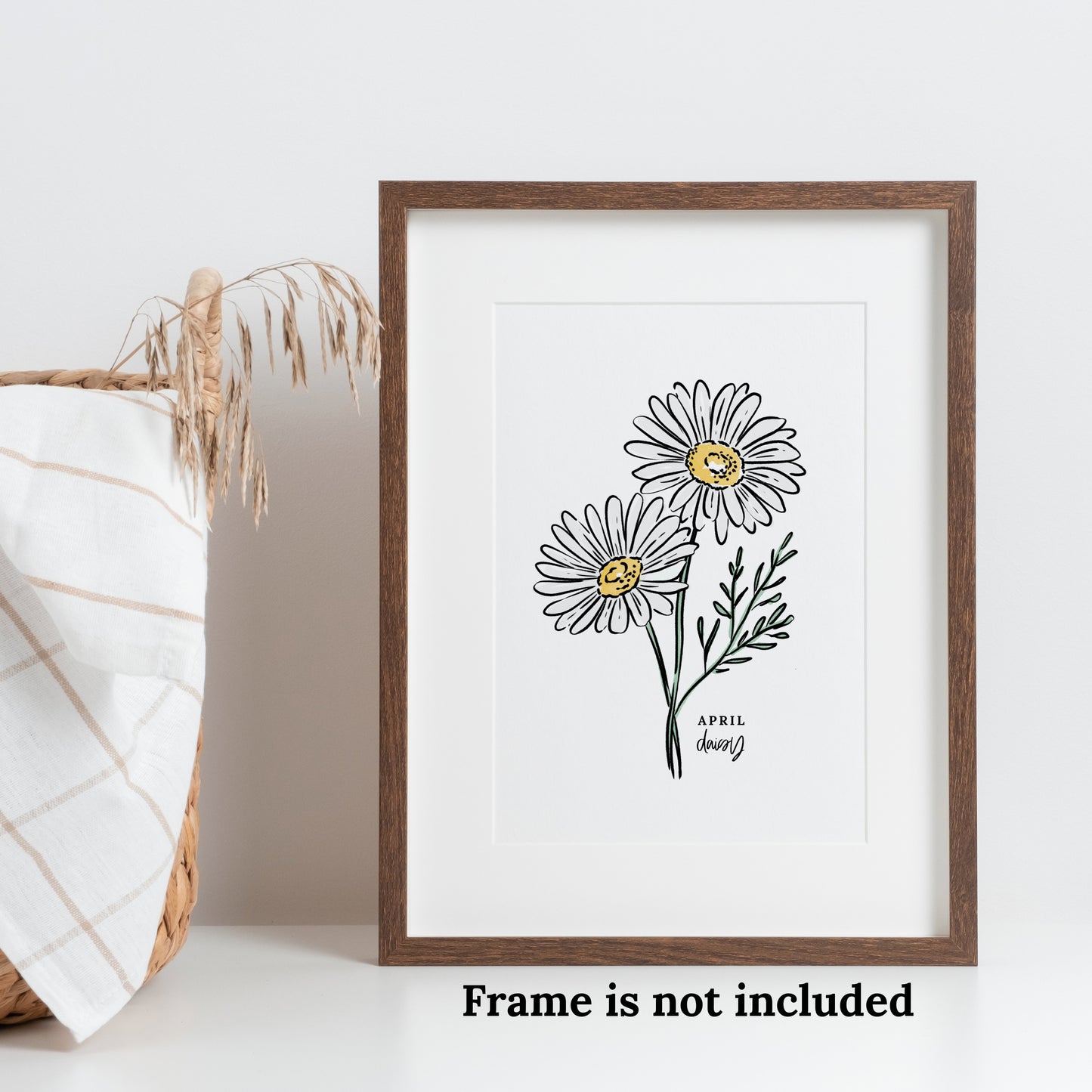 April Birth Flower Unframed Daisy Art Print Floral Birthday Gift