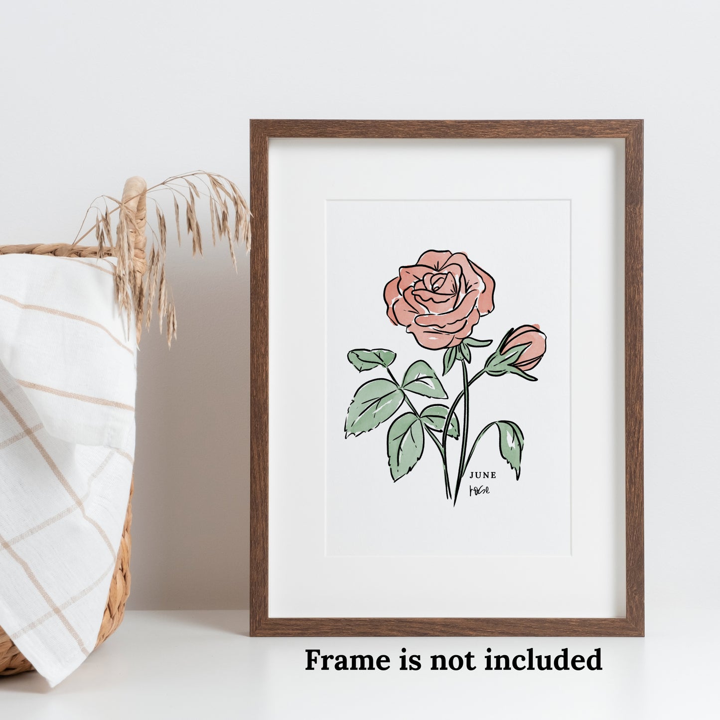 June Birth Flower Unframed Red Rose Art Print Floral Birthday Gift