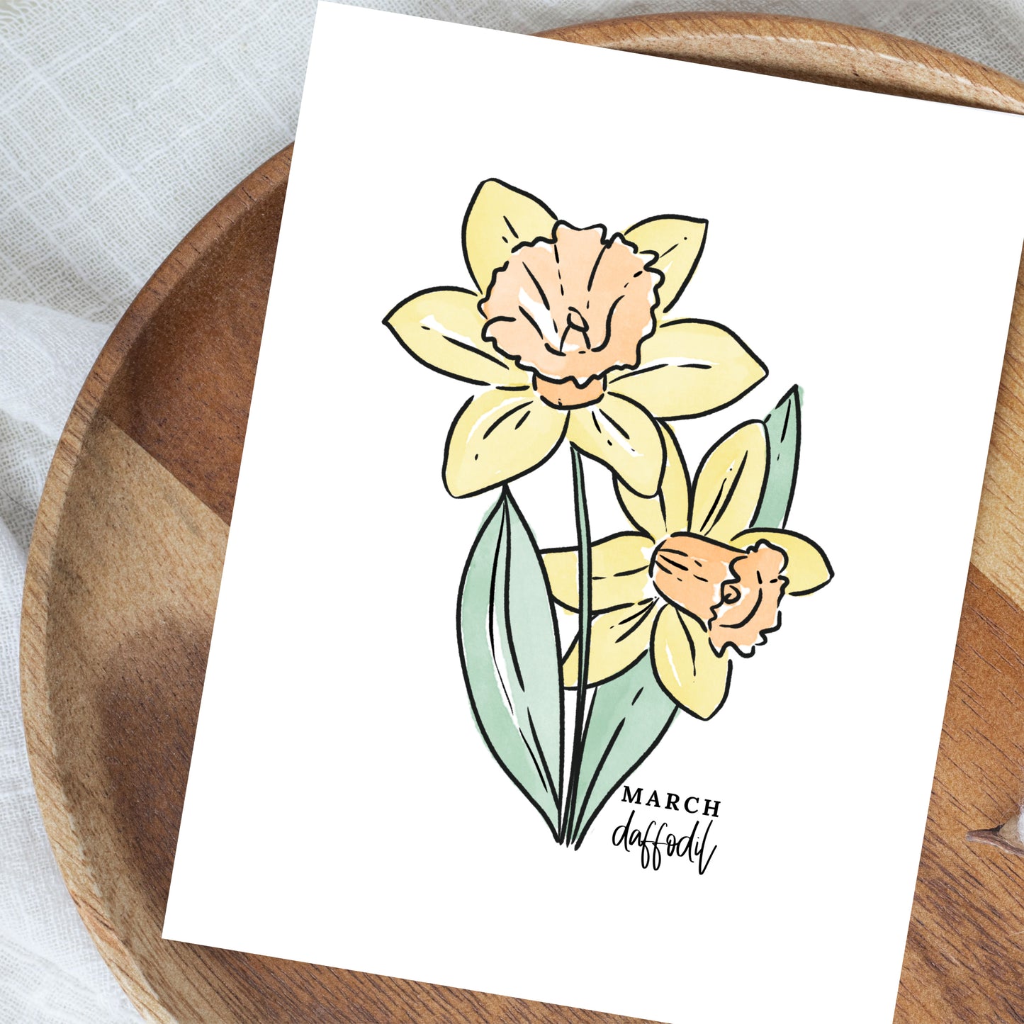 March Birth Flower Unframed Daffodil Art Print Daffodil Floral Birthday Gift