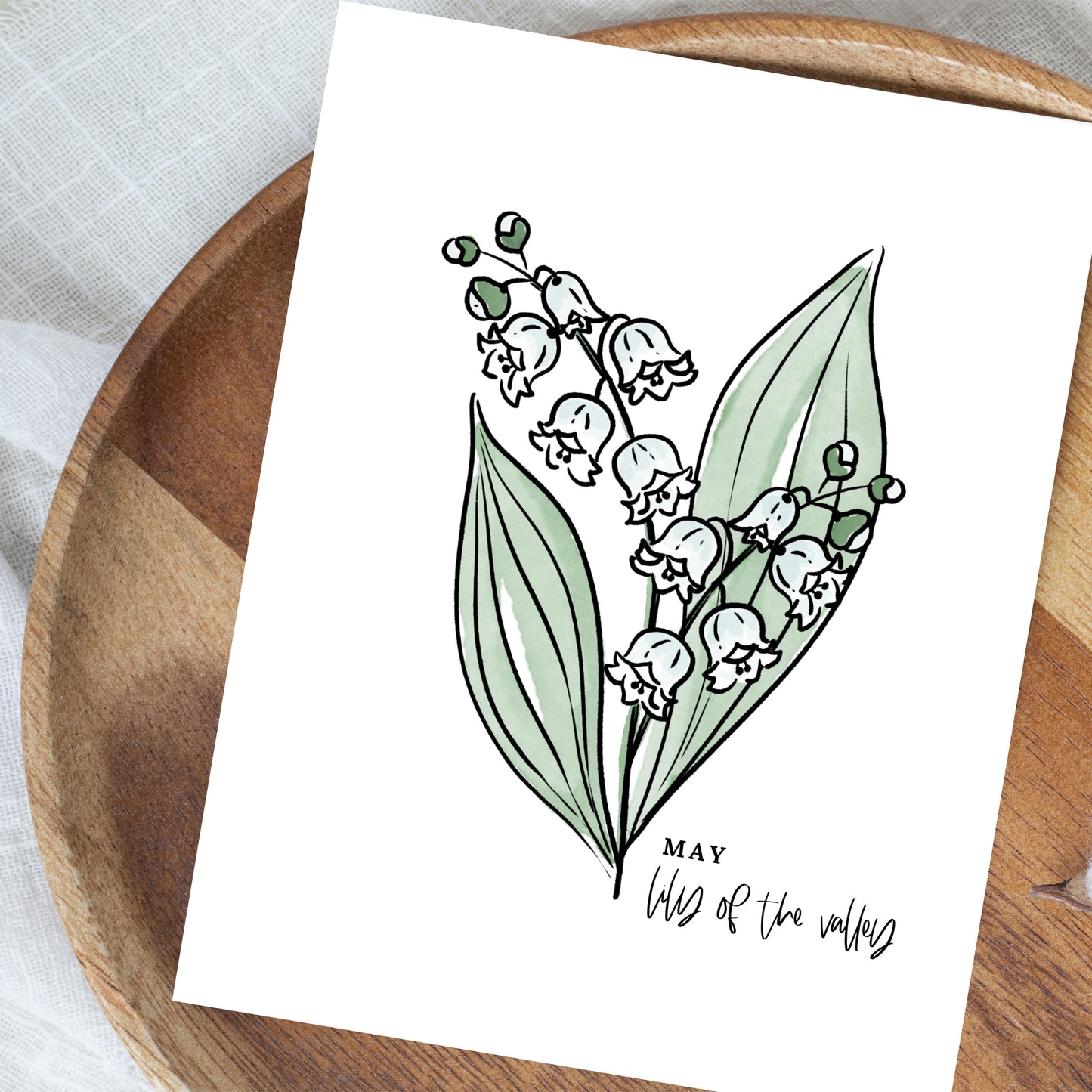 May Birth Flower Unframed Lily of the Valley Art Print Floral Birthday Gift