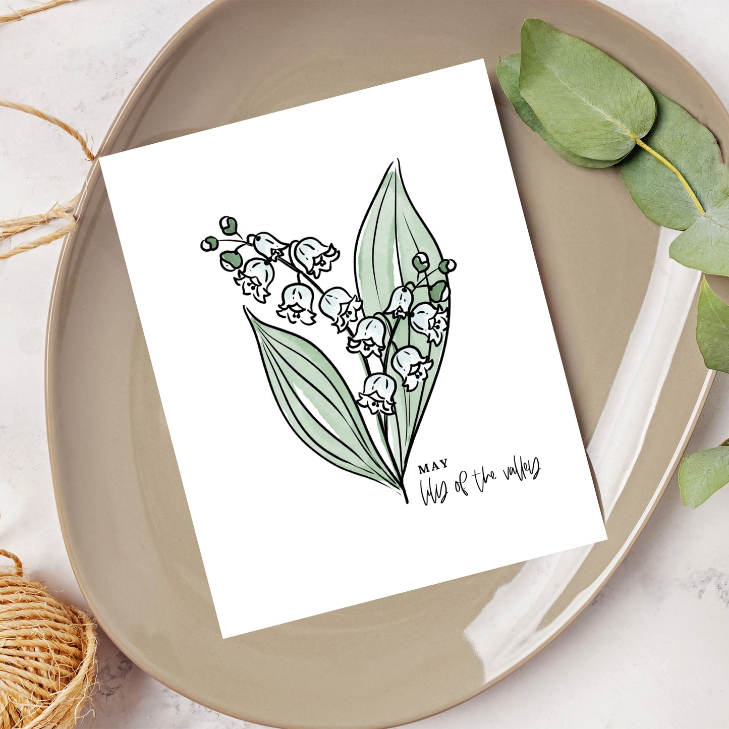 May Birth Flower Unframed Lily of the Valley Art Print Floral Birthday Gift