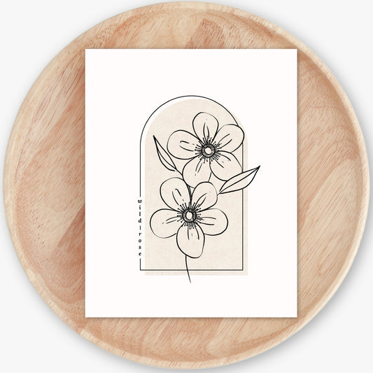 Wild Rose Flower Unframed Art Print | Floral Illustration Cottagecore Garden Inspired Wall Decor