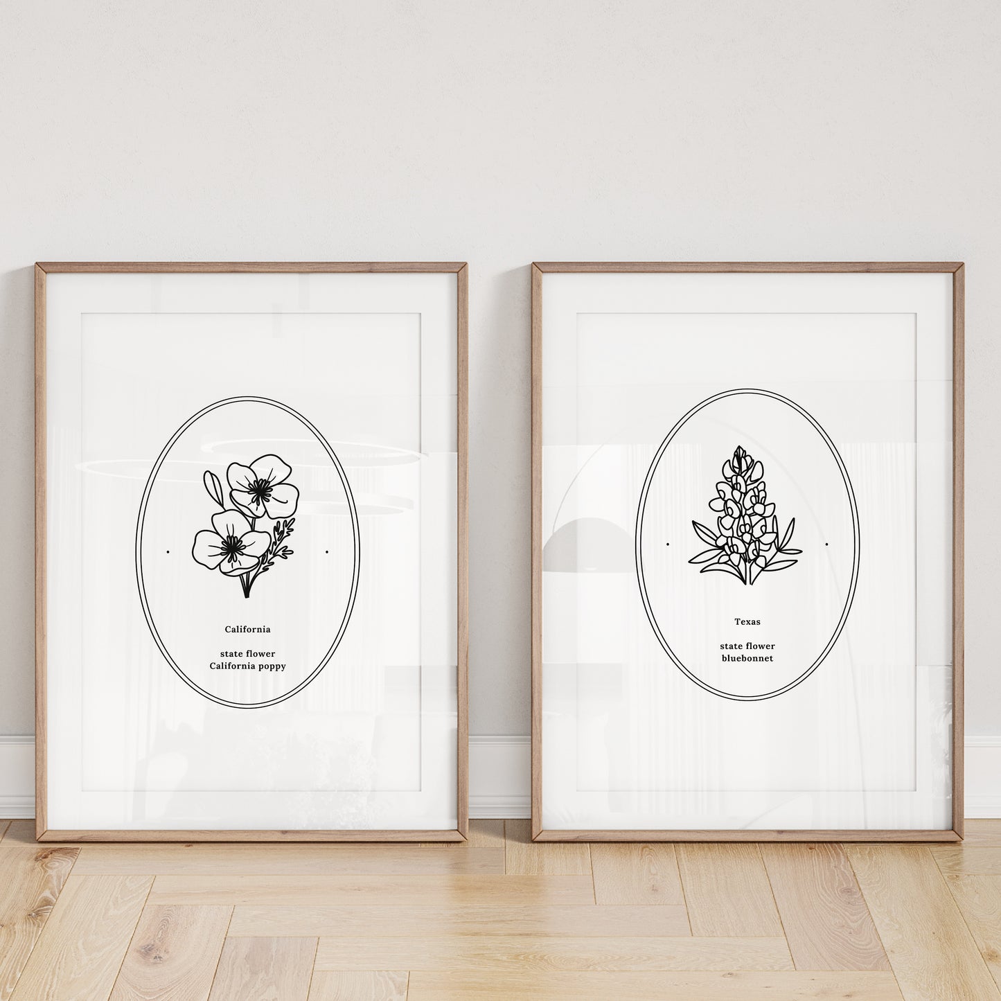 You Pick US State Flower Art Print | Unframed Floral Line Wall Decor | Nature Inspired Gift