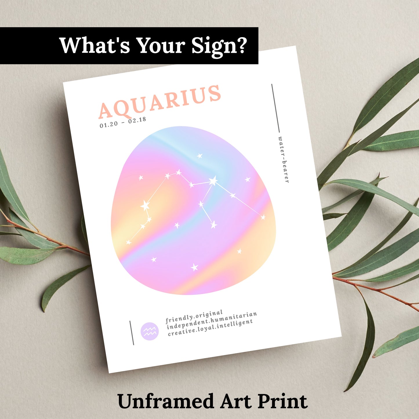 Choose Your Zodiac Print | Aura Brights Neon Gradient Wall Decor