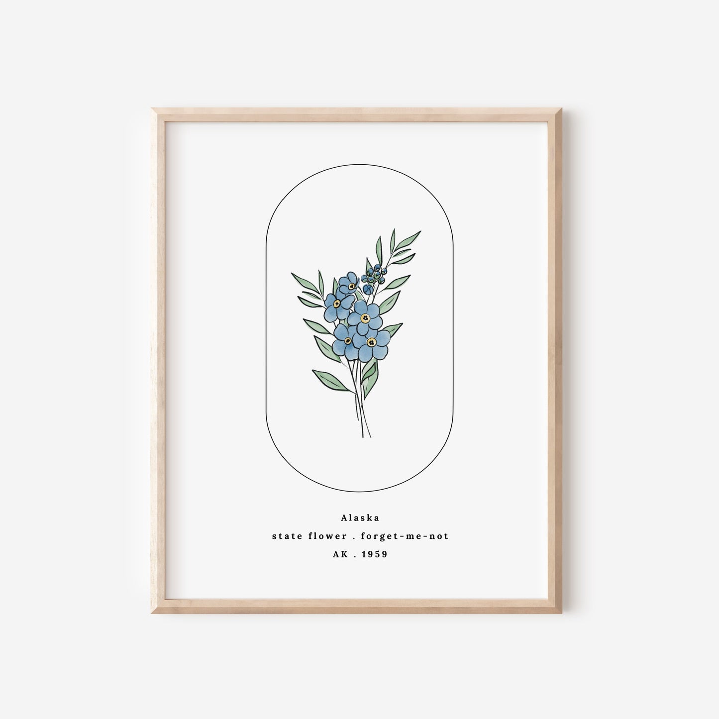 Alaska State Flower | Forget Me Not Watercolor Floral Art Printable