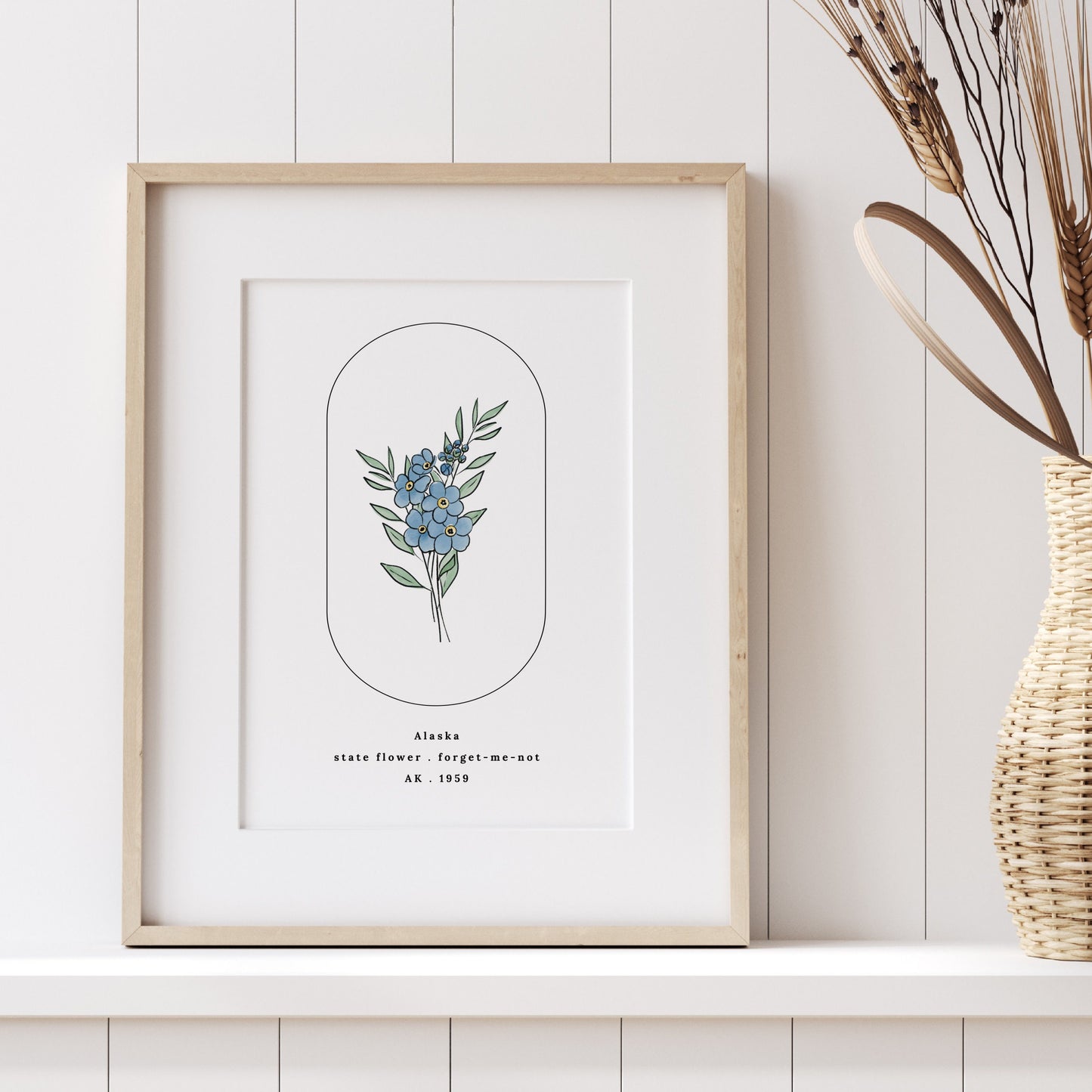 Alaska State Flower | Forget Me Not Watercolor Floral Art Printable