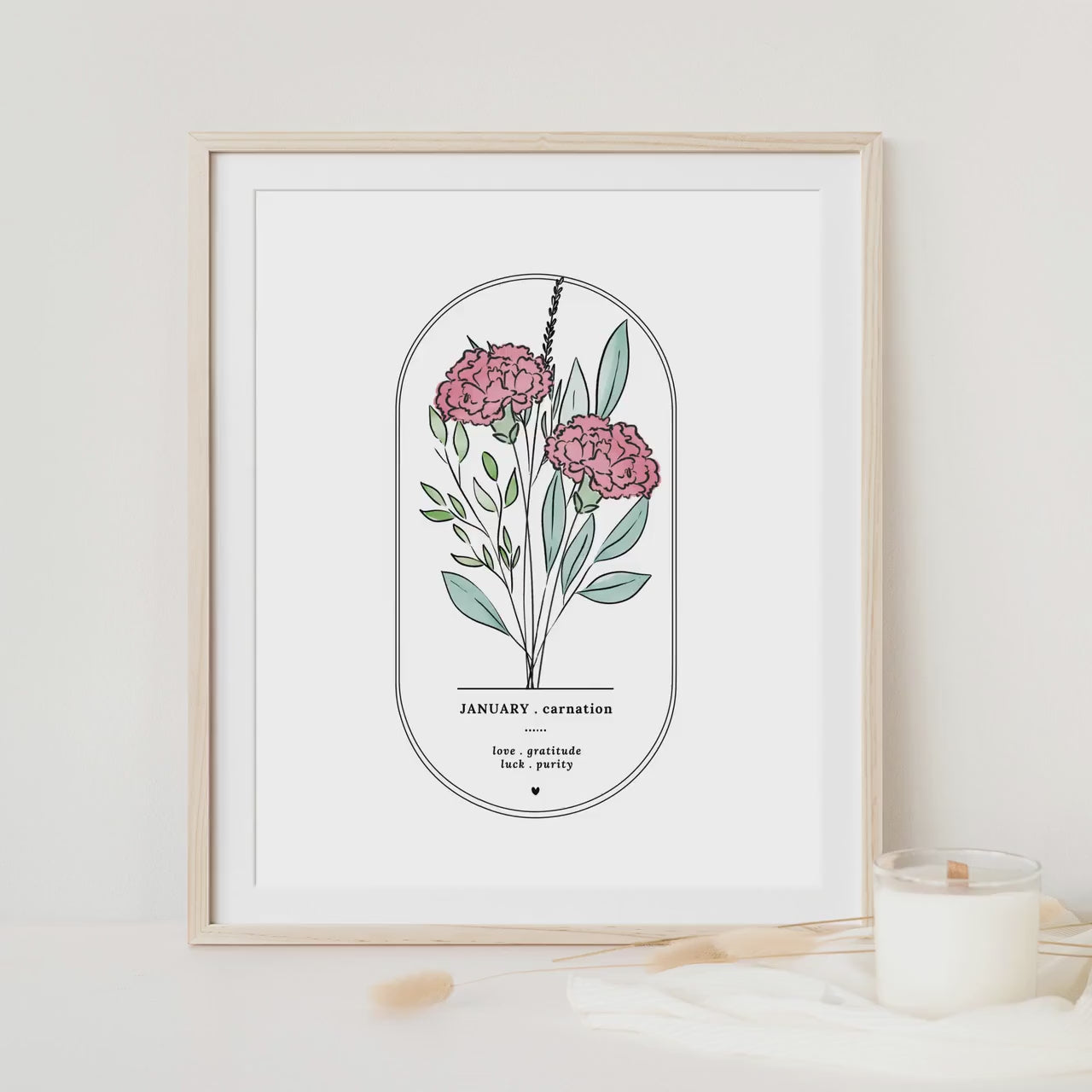 October Birth Flower Cosmos | Arch Oval Frame Simple Art Printable