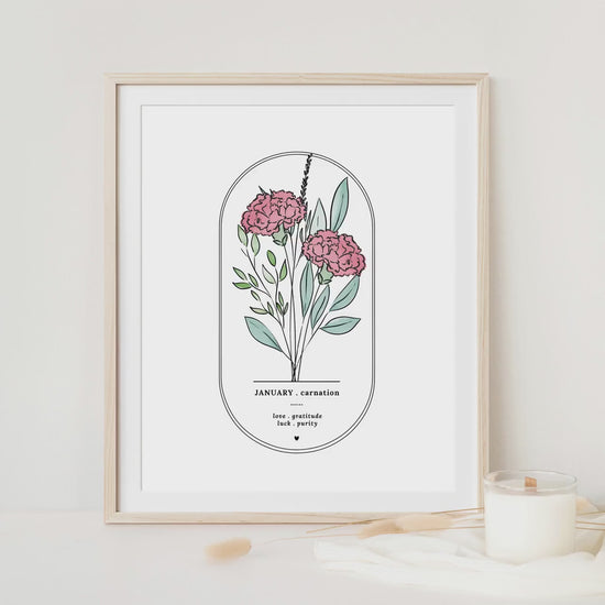 November Birth Flower Chrysanthemum | Arch Oval Frame Simple Art Printable