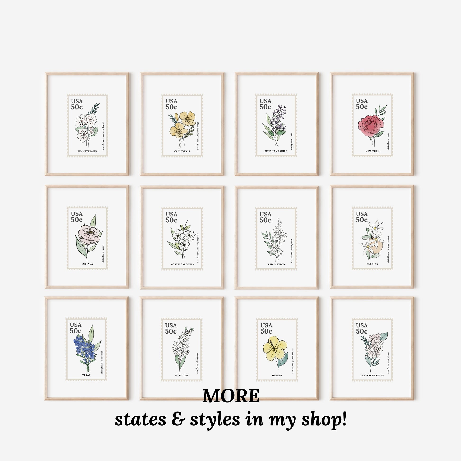 Colorado US State Flower Stamp | Rocky Mountain Columbine Watercolor Floral Art Printable