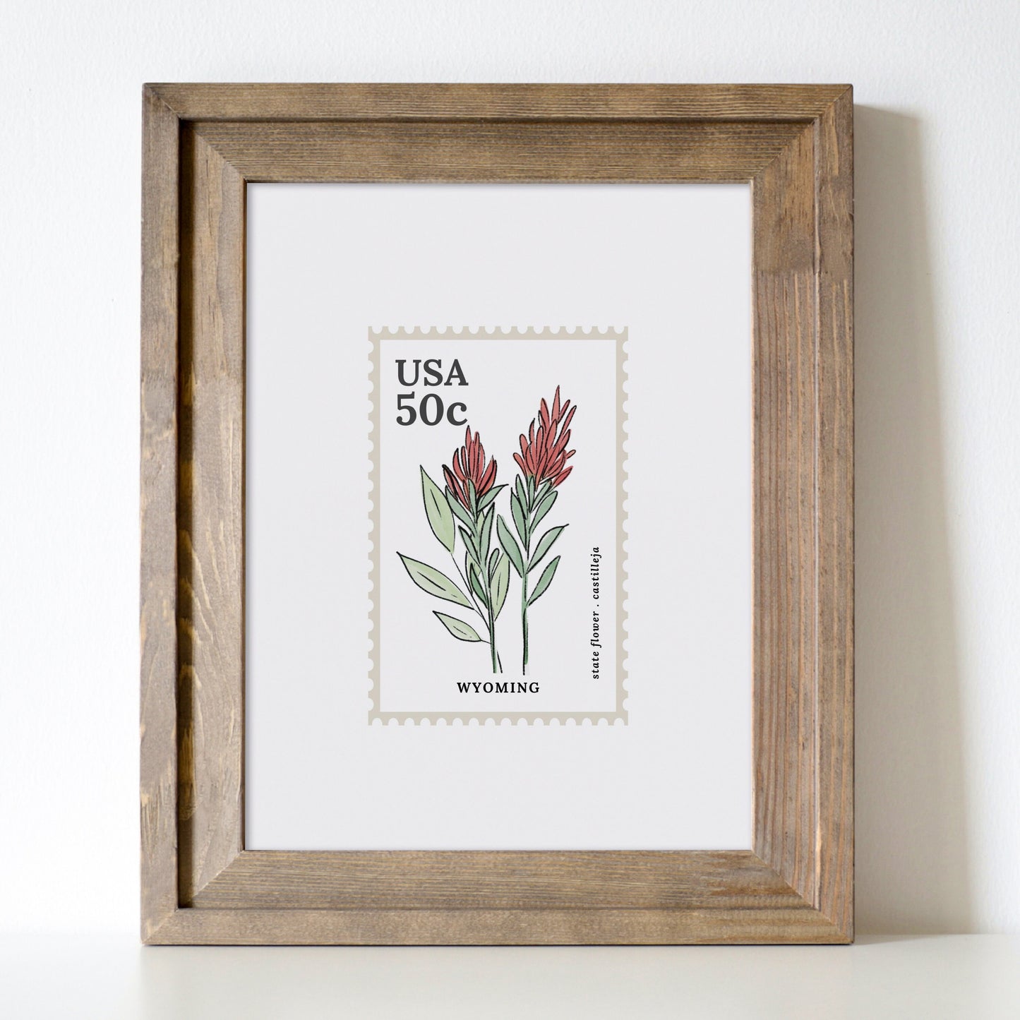 Wyoming US State Flower Stamp | Castilleja Watercolor Floral Art Printable