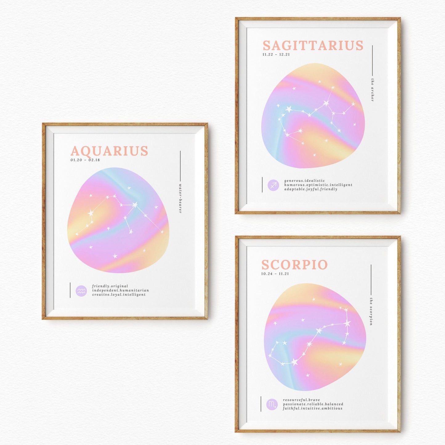 Choose Your Zodiac Print | Aura Brights Neon Gradient Wall Decor