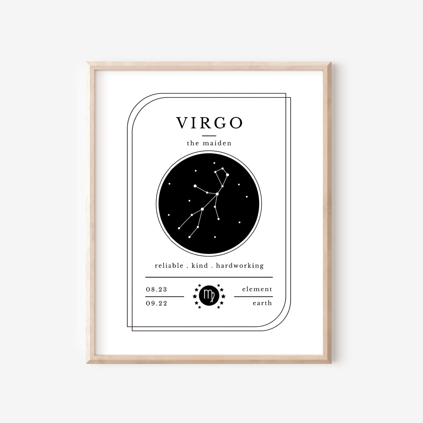 Choose Your Zodiac Print | Black & White Simple Wall Decor | Birthday Gifts for All