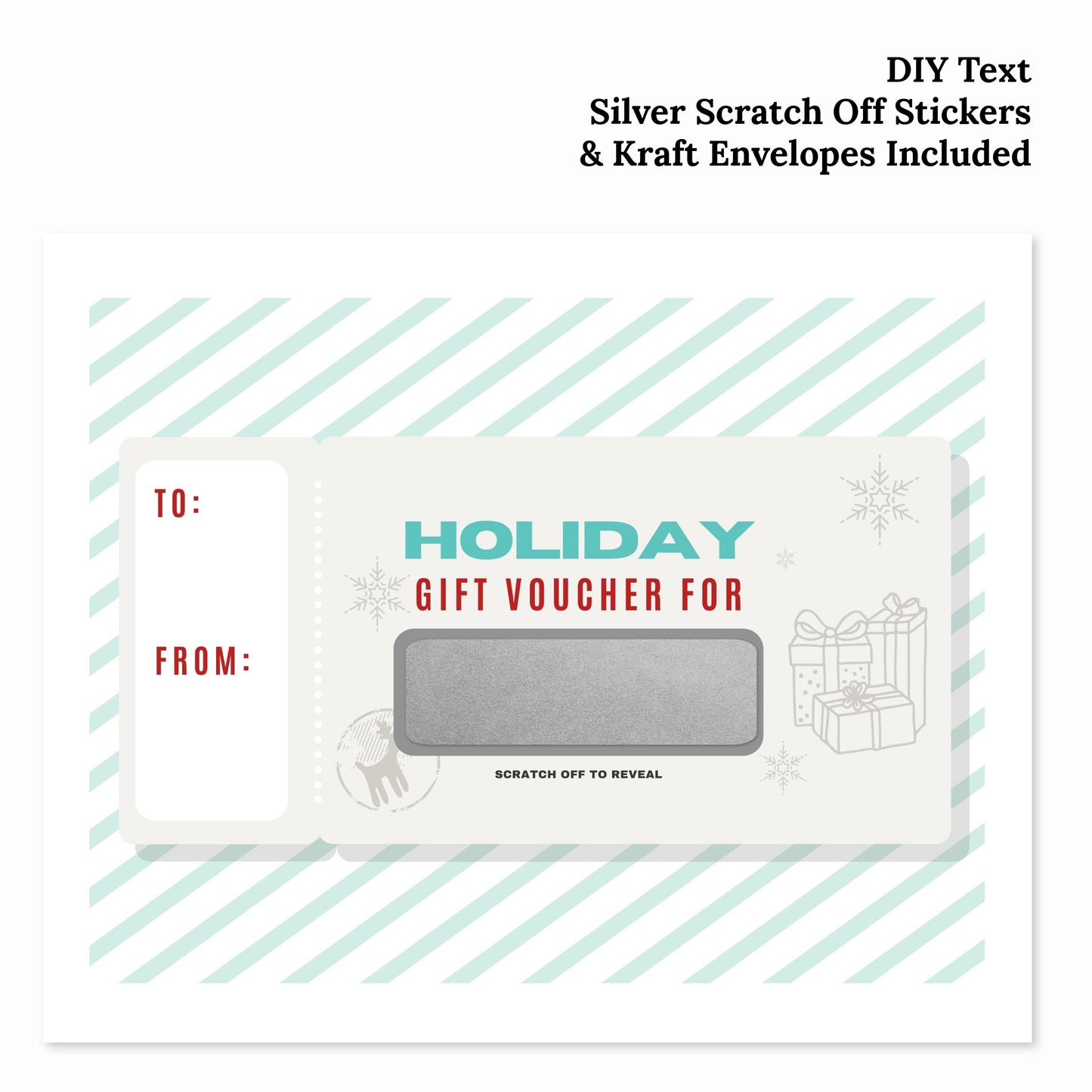 3 PK DIY Custom Text Scratch Off Christmas Or Holiday Gift Phrase Voucher Card | Personalized Gift Surprise Card