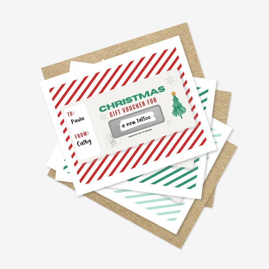 3 PK DIY Custom Text Scratch Off Christmas Or Holiday Gift Phrase Voucher Card | Personalized Gift Surprise Card
